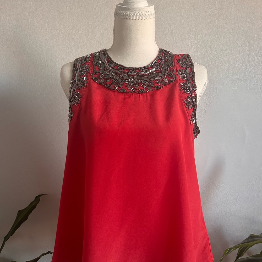 💃🏽NWT Parker "Salsa" Red Beaded Tank 💃🏽
